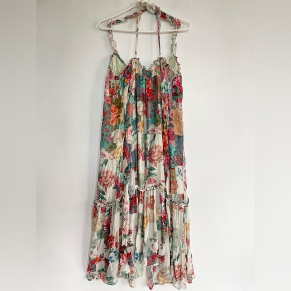 Anthropologie Chiffon Shift Midi Dress Boho Floral Ruffle Wire Neckline Flowy XL - Picture 5 of 15